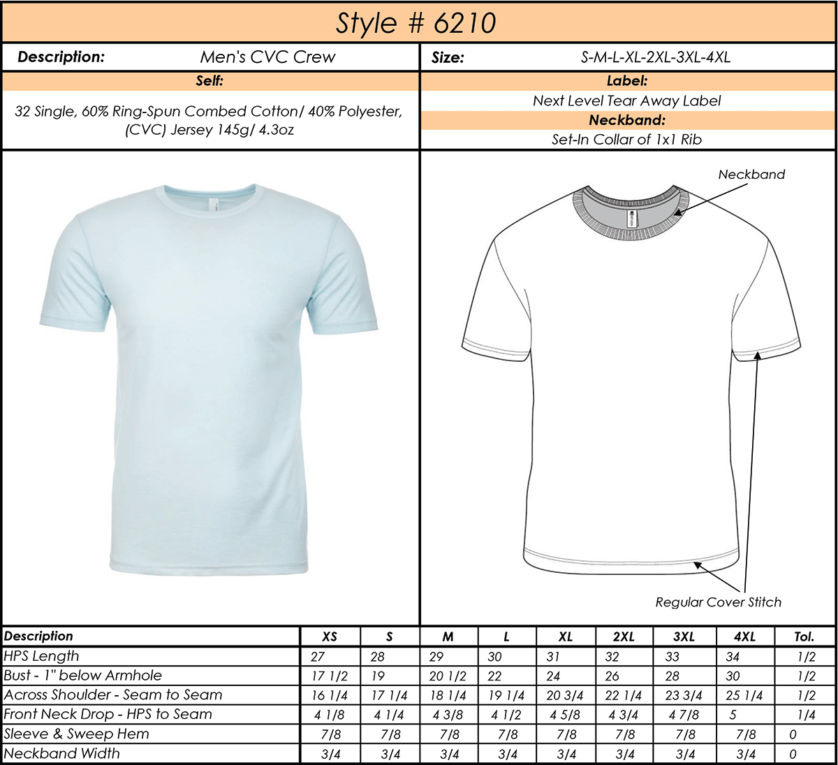 Jersey T Shirt Size Chart